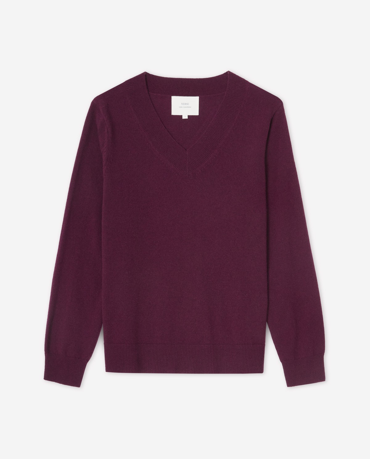 Jersey 100% cashmere berenjena para mujer – cuello pico, cálido, suave y elegante 7