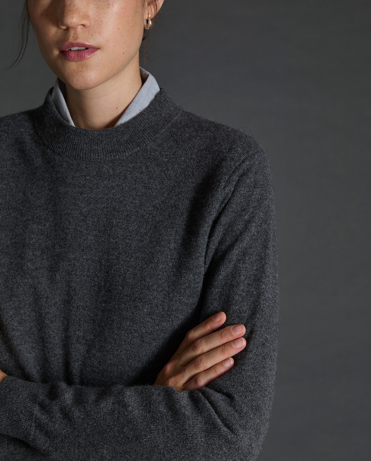 Jersey cashmere cuello redondo antracita - Jersey de cashmere 1