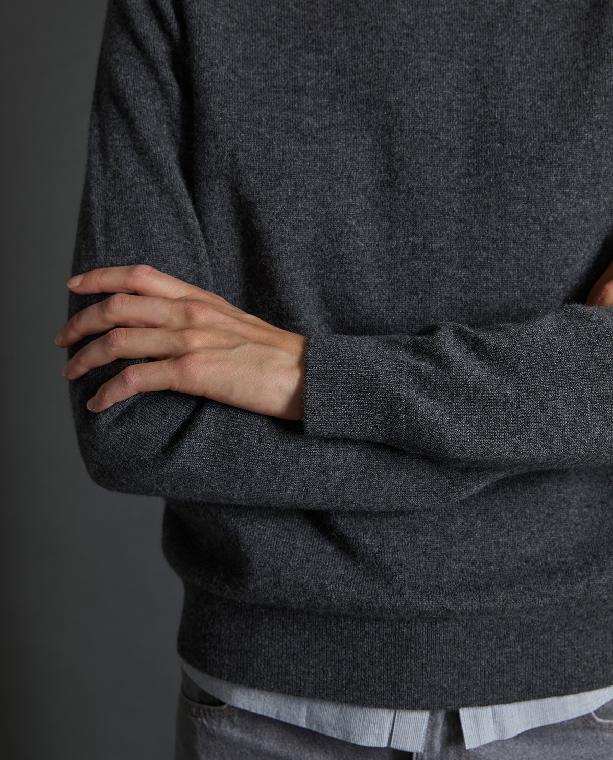 Jersey cashmere cuello redondo antracita - Jersey de cashmere 3