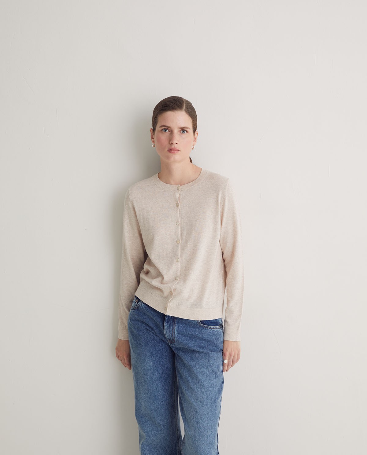 Cárdigan 100% lana de merino crudo - Cárdigan tejido <strong style=>100% lana de merino 1