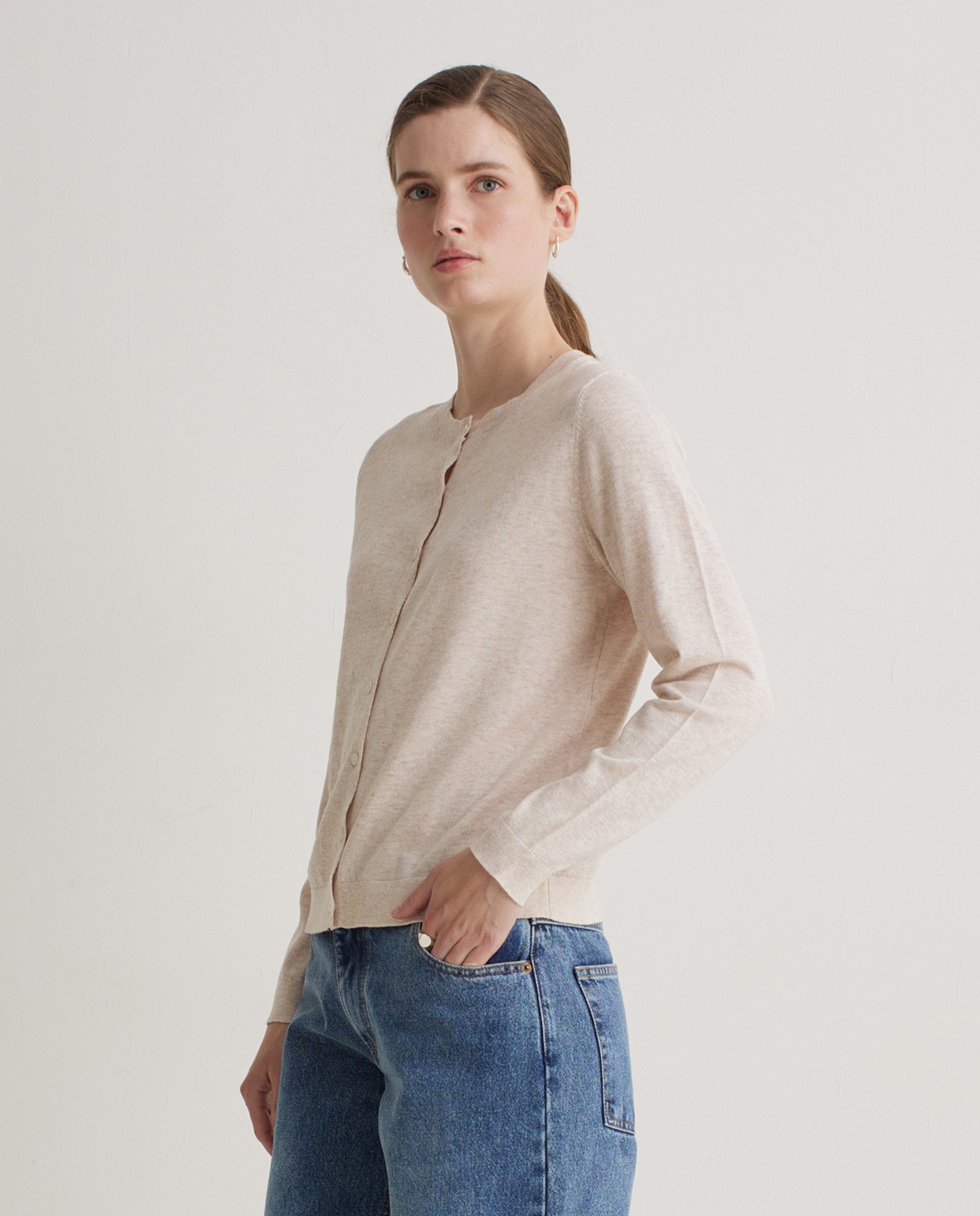 Cárdigan 100% lana de merino crudo - Cárdigan tejido <strong style=>100% lana de merino 3