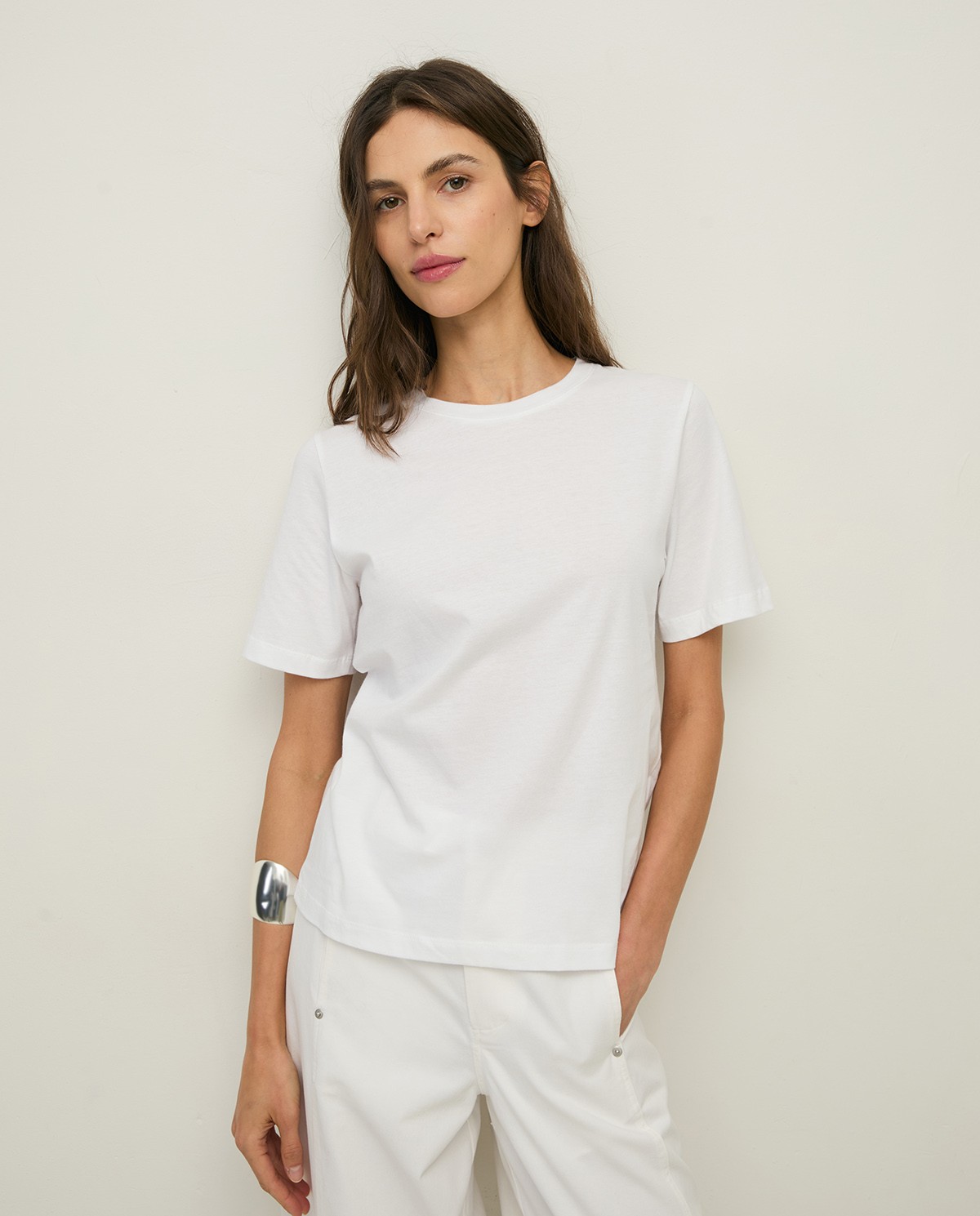 Organic-cotton T-shirt with round neckline|Yerse 1