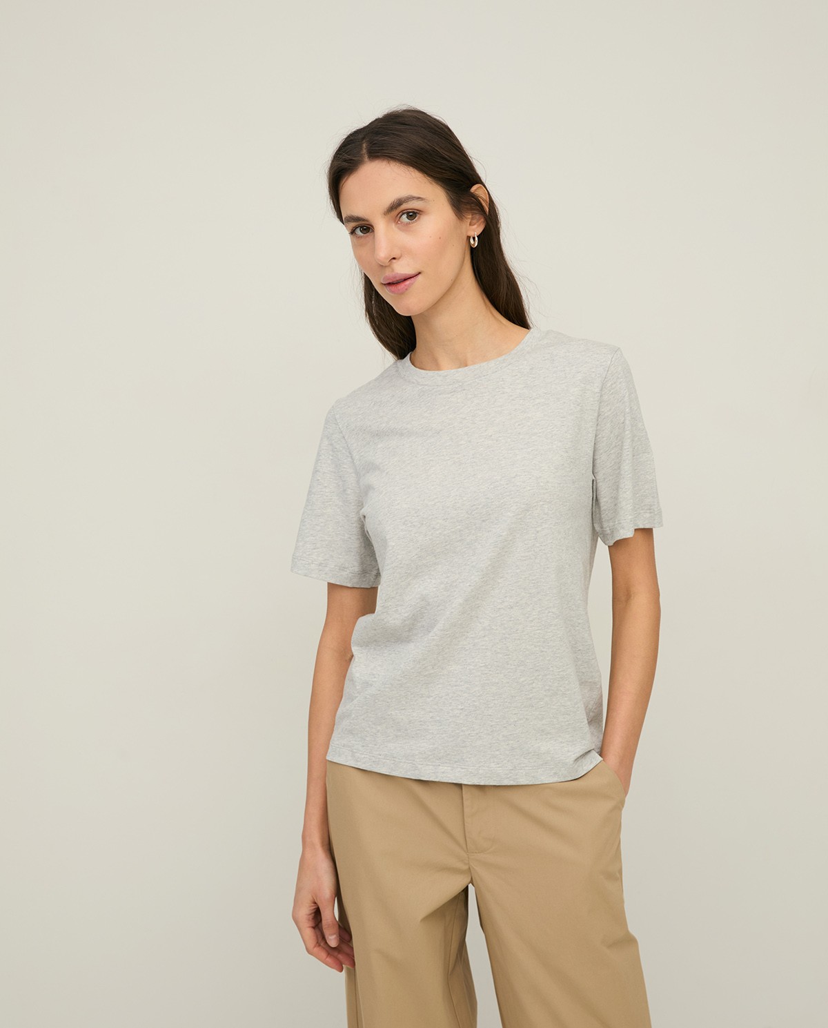 Organic-cotton T-shirt with round neckline|Yerse 1
