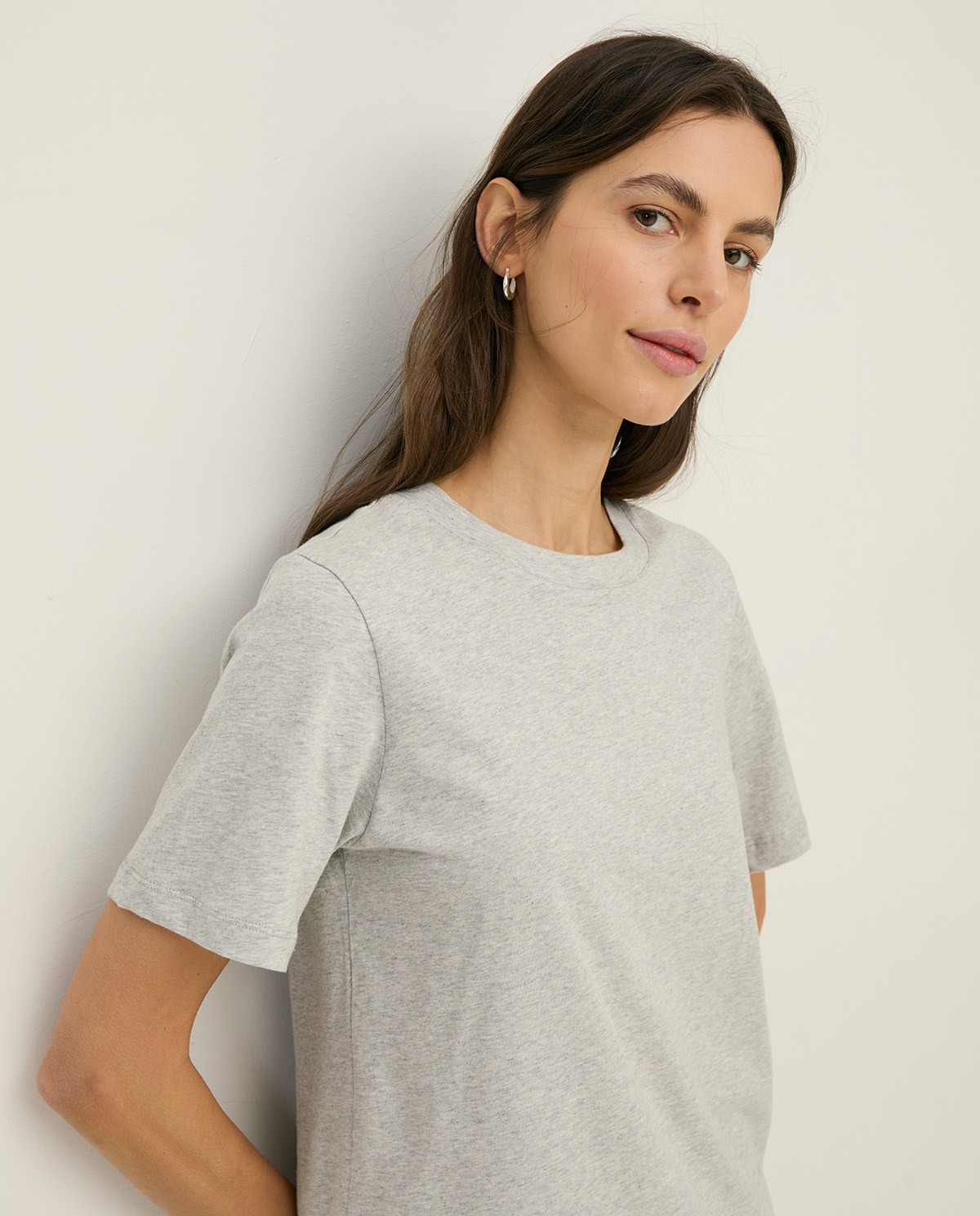 Organic-cotton T-shirt with round neckline|Yerse 2