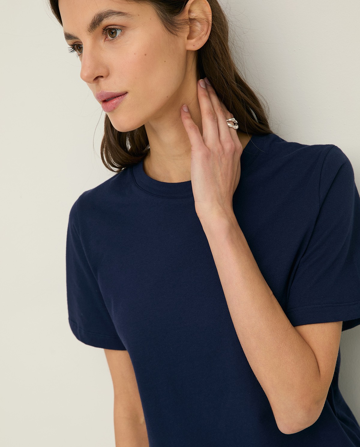 Organic-cotton T-shirt with round neckline|Yerse 1