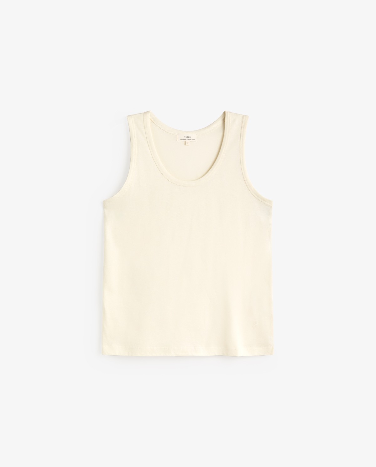 Top tirantes algodón orgánico en color crudo, vista frontal con detalle del tejido 5