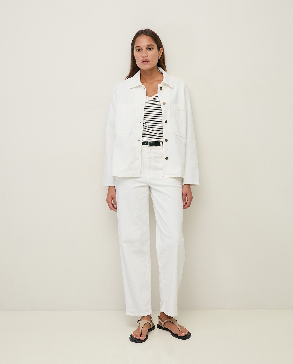 Striped organic-cotton V-neck T-shirt|Yerse 6