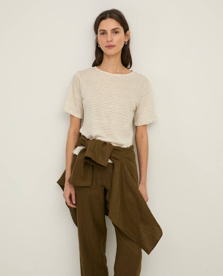 Linen short-sleeve striped T-shirt|Yerse
