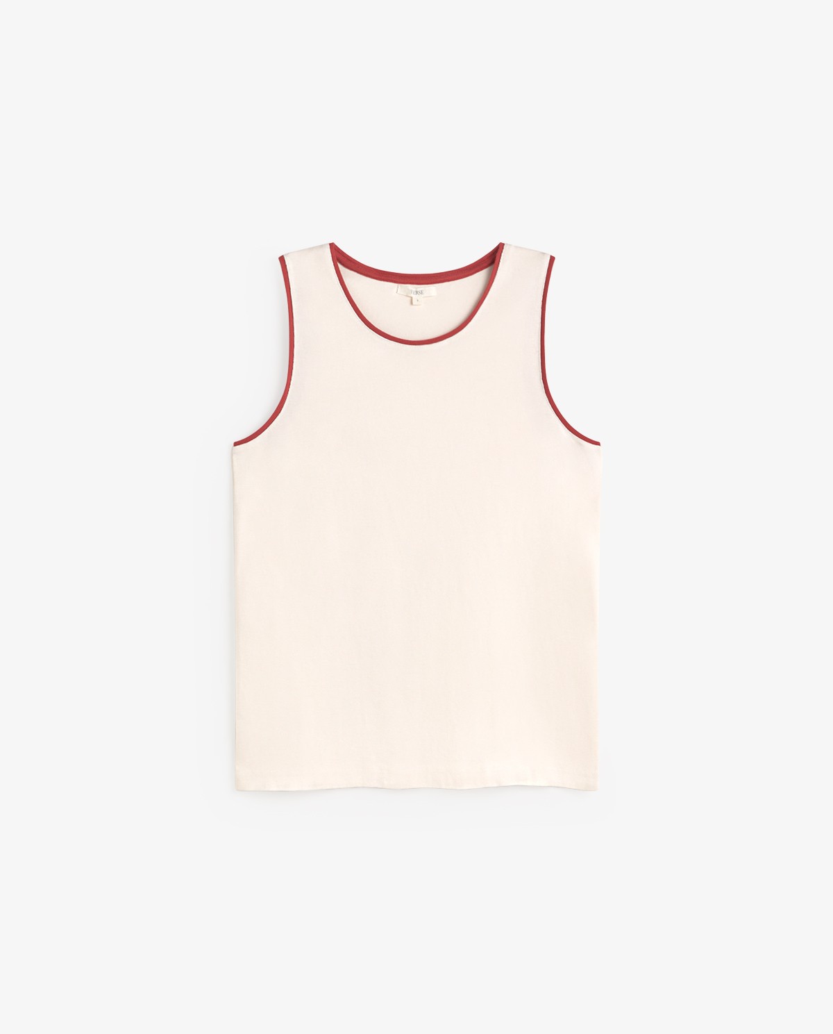 Top bicolor algodón en color terracota, vista frontal con detalle del tejido 6