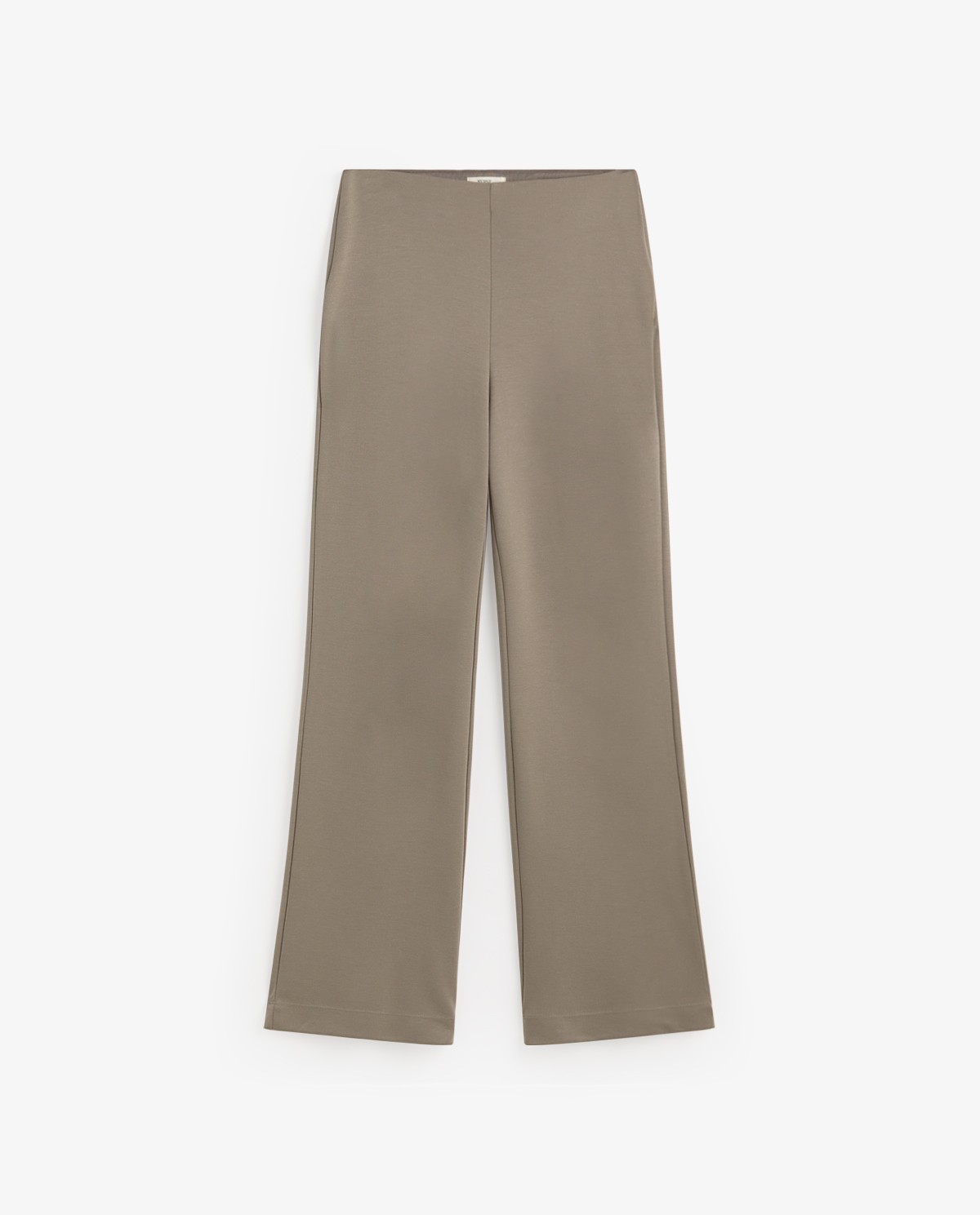 Pantalón wide leg cintura elástica en color caqui, vista frontal con detalle del tejido 5