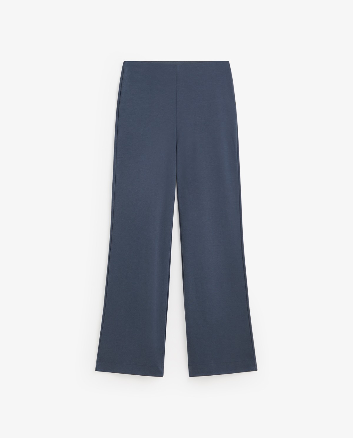 Pantalón wide leg cintura elástica en color azul oscuro, vista frontal con detalle del tejido 5