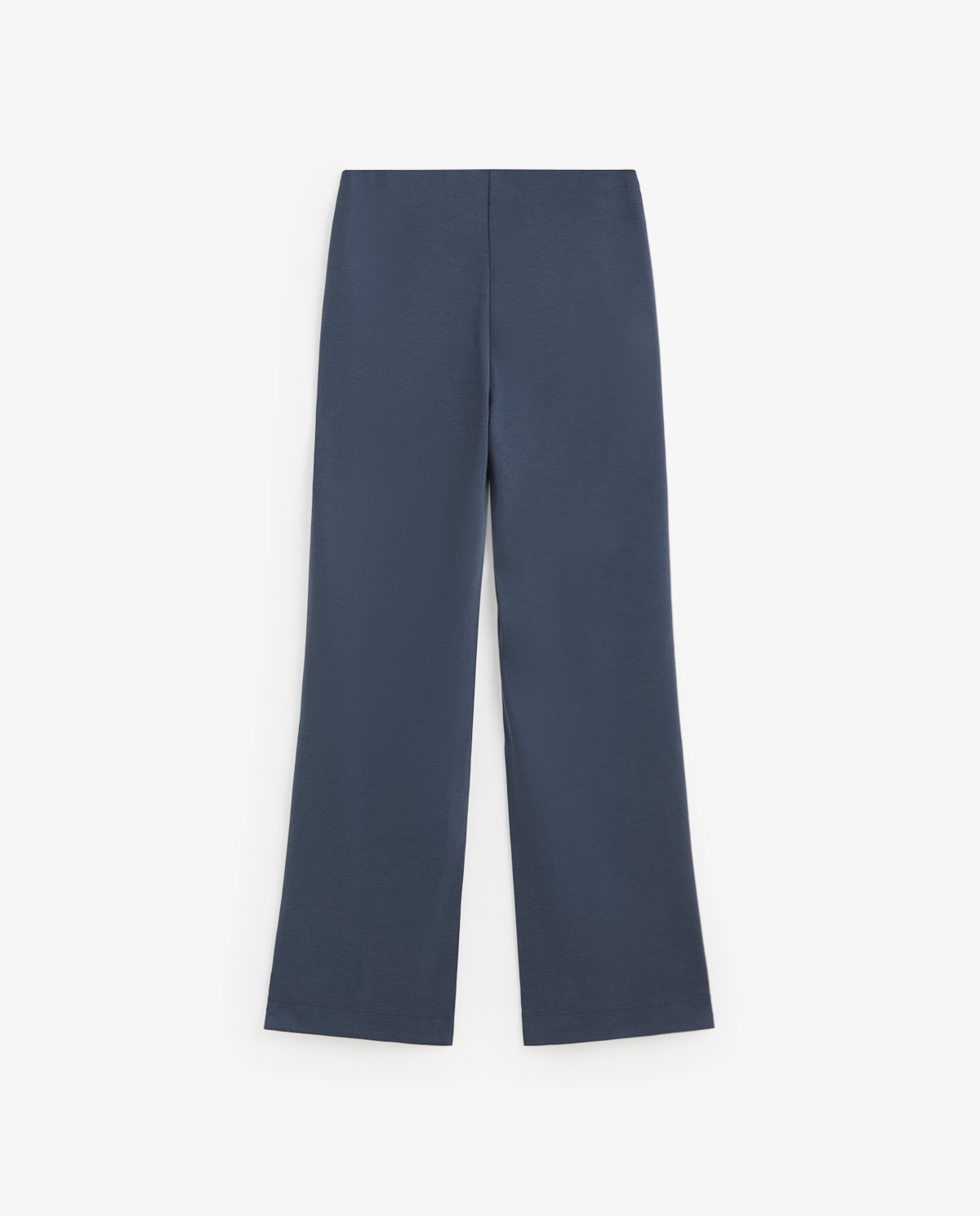 Pantalón wide leg cintura elástica en color azul oscuro, vista frontal con detalle del tejido 7