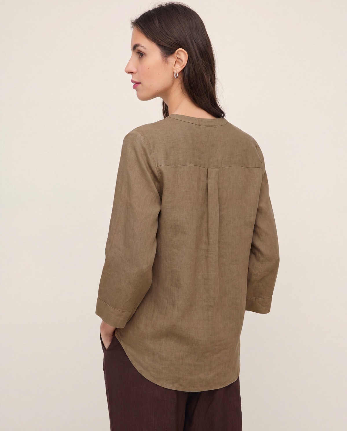 Blusa lino y algodón manga francesa