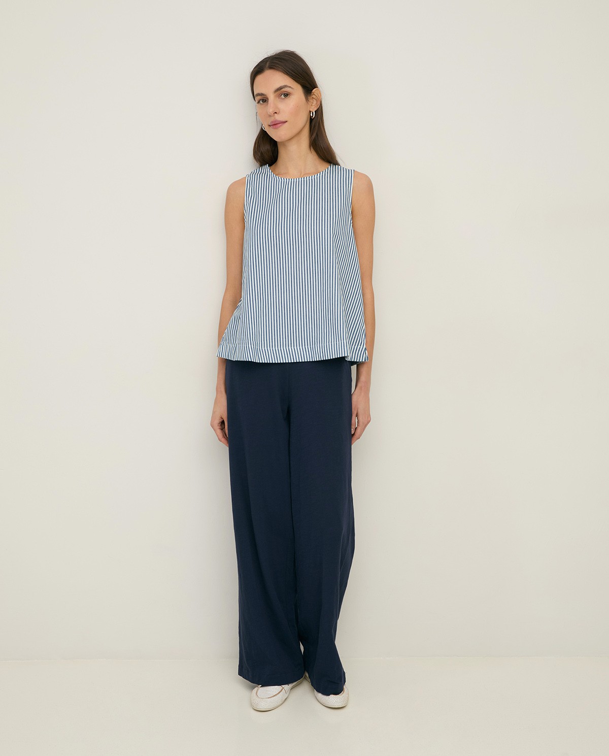 Wide-leg slub-cotton trousers|Yerse 1