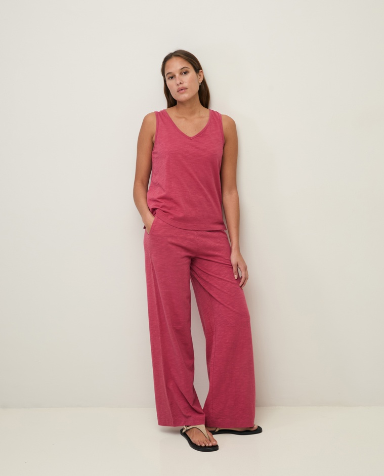 Wide-leg slub-cotton trousers|Yerse