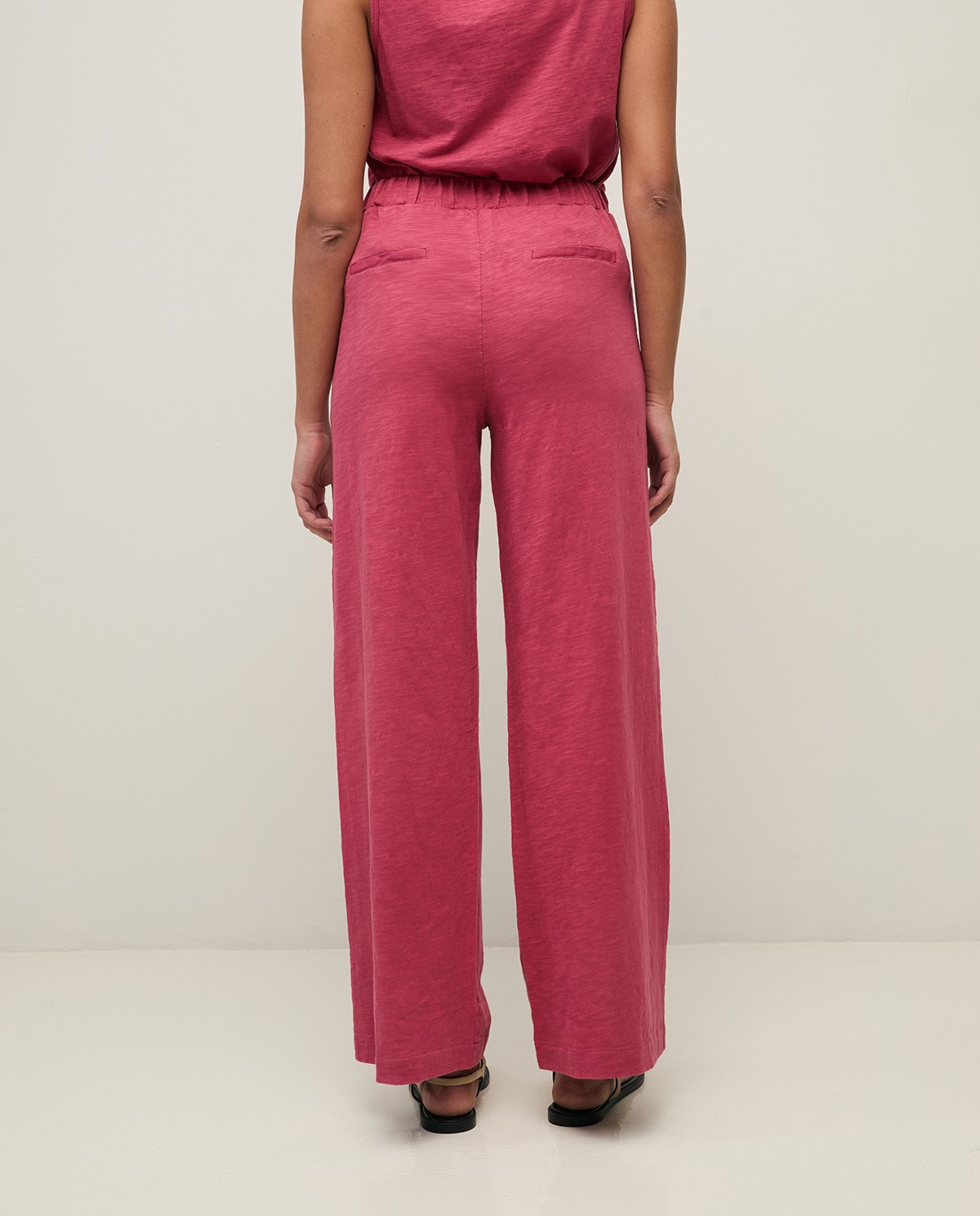 Wide-leg slub-cotton trousers|Yerse 4