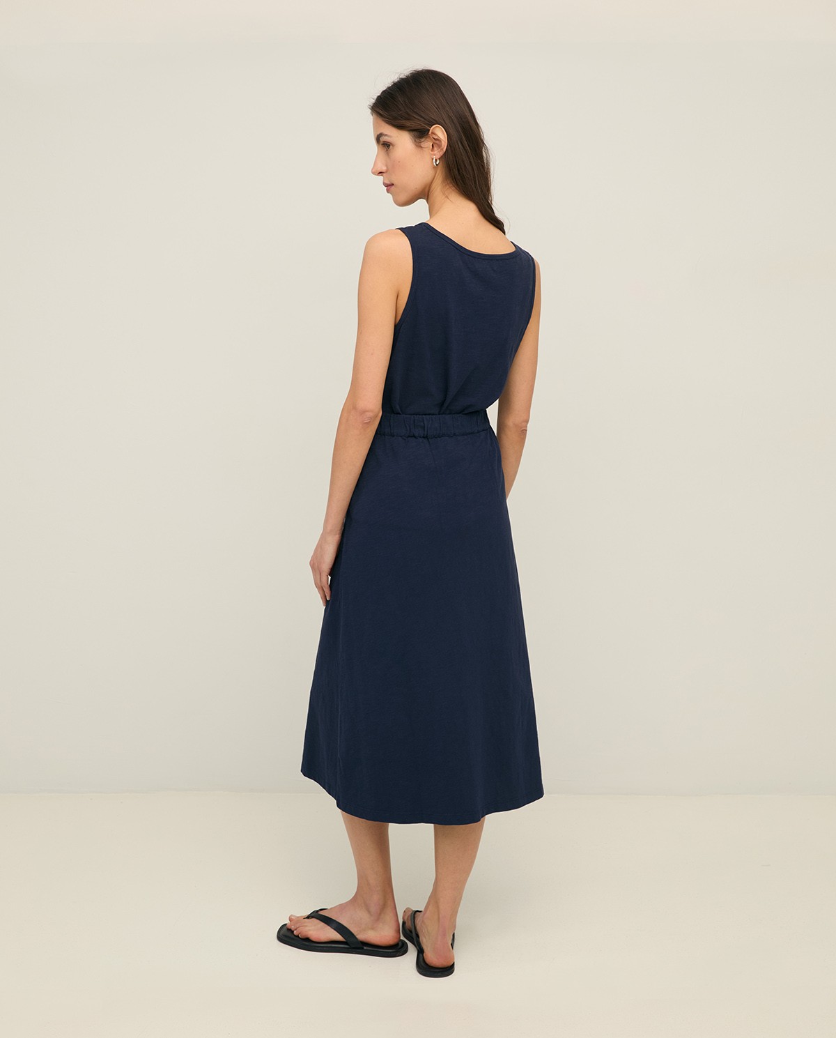 Falda midi algodón cintura elástica