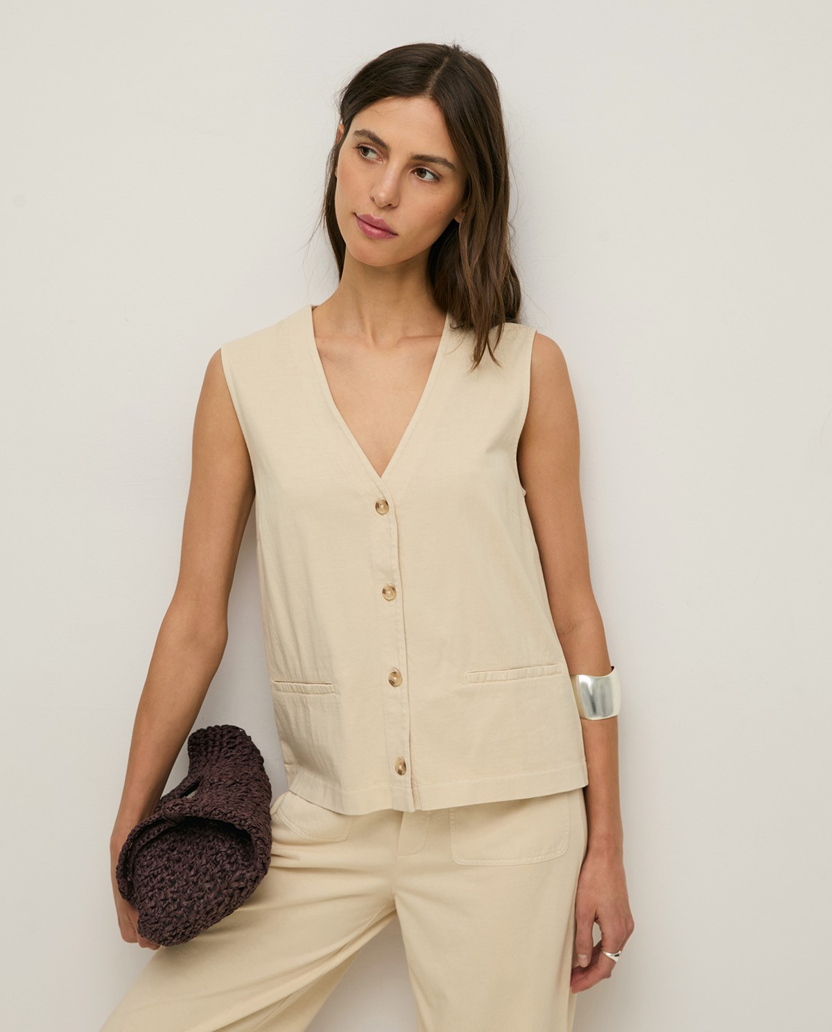 Organic-cotton knit vest|Yerse