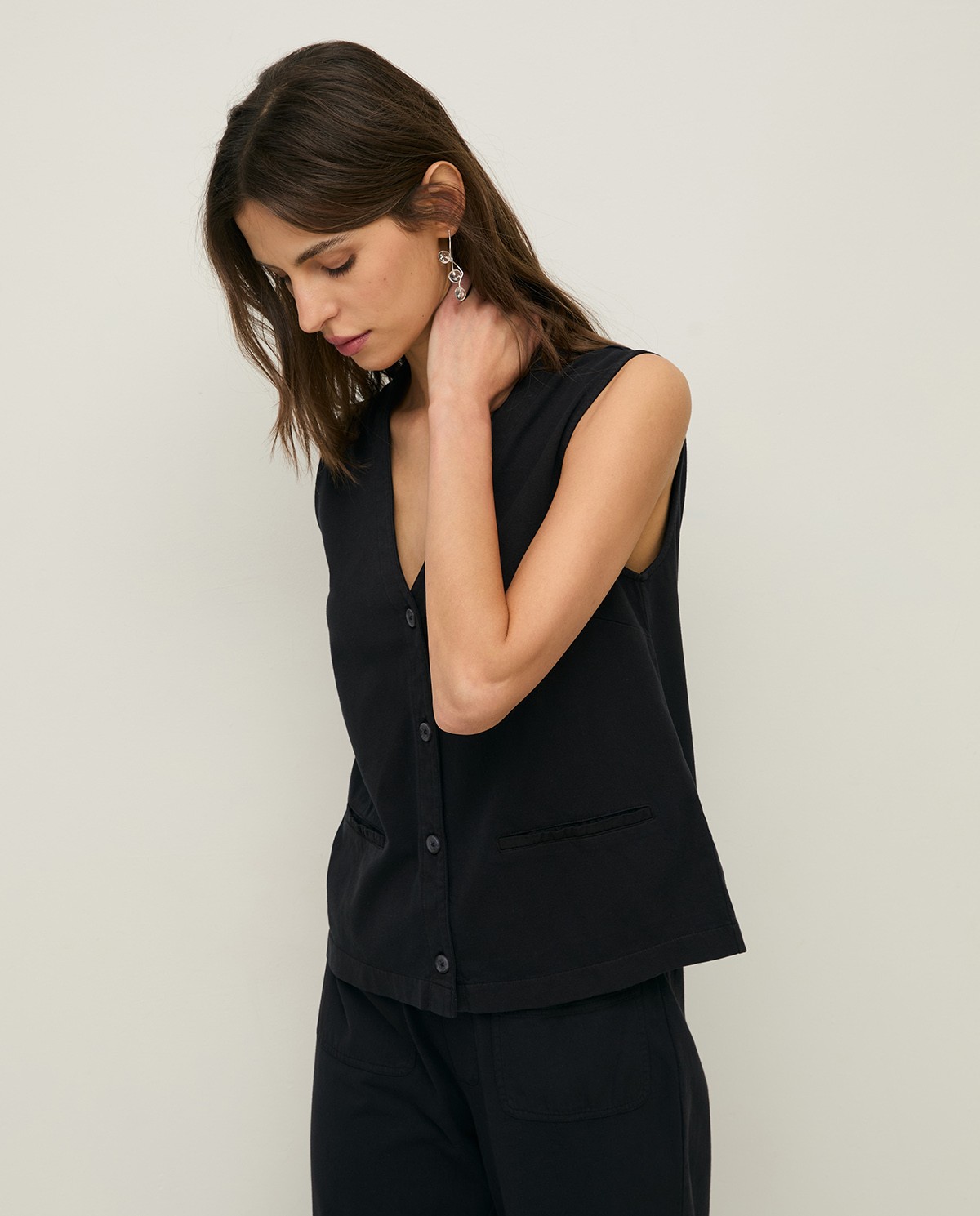 Organic-cotton knit vest|Yerse