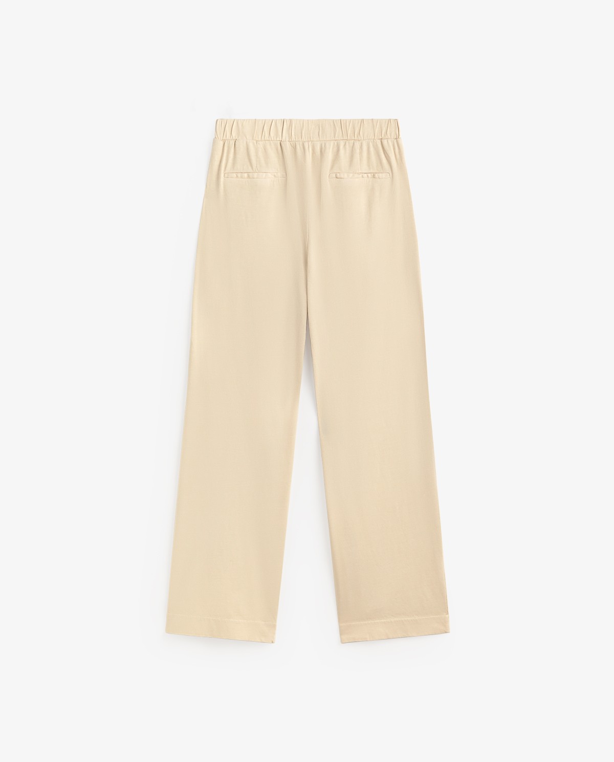 Pantalón ancho con bolsillos en color natural, vista frontal con detalle del tejido 7