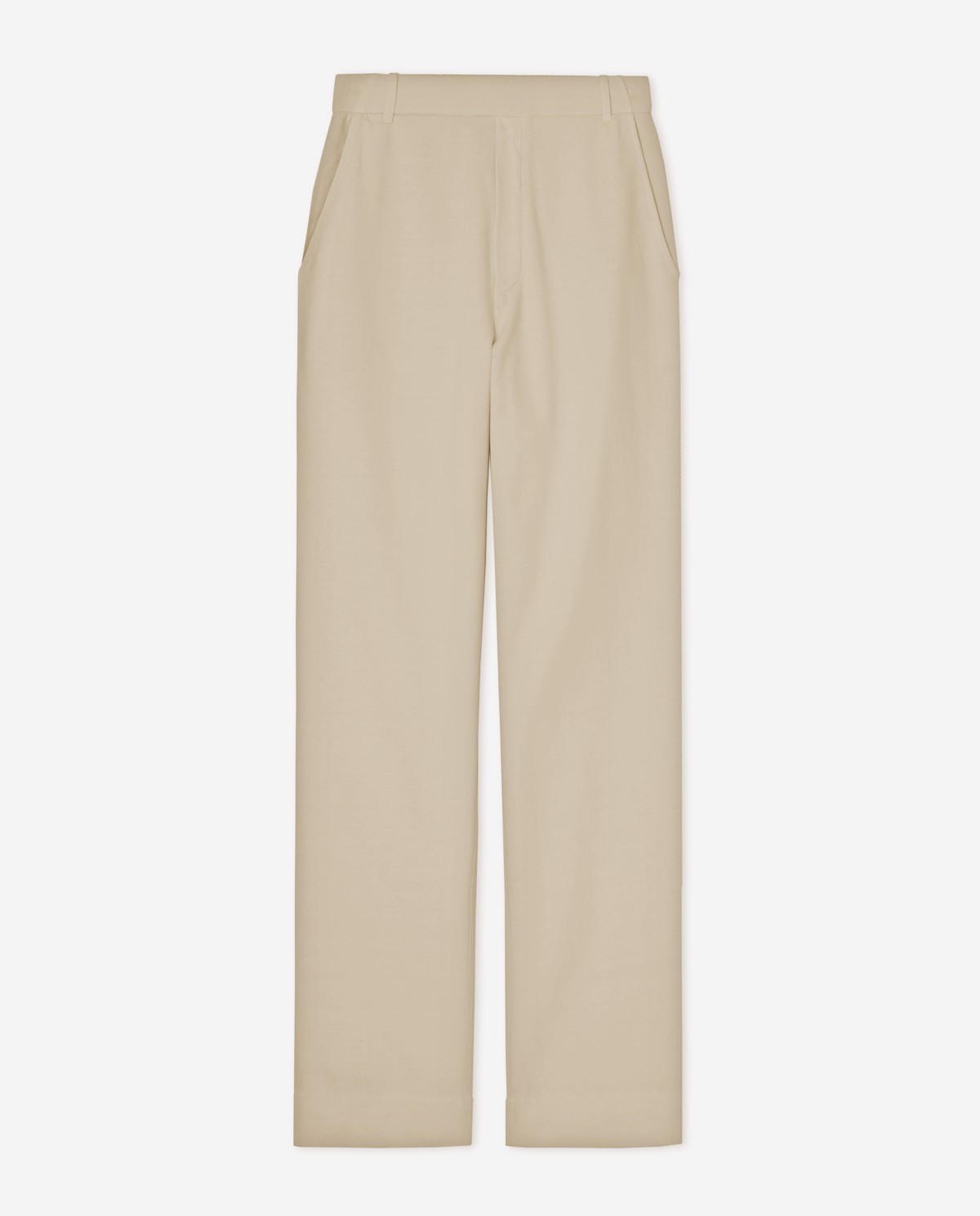 Pantalón jogger algodón orgánico en color arena, vista frontal con detalle del tejido 8