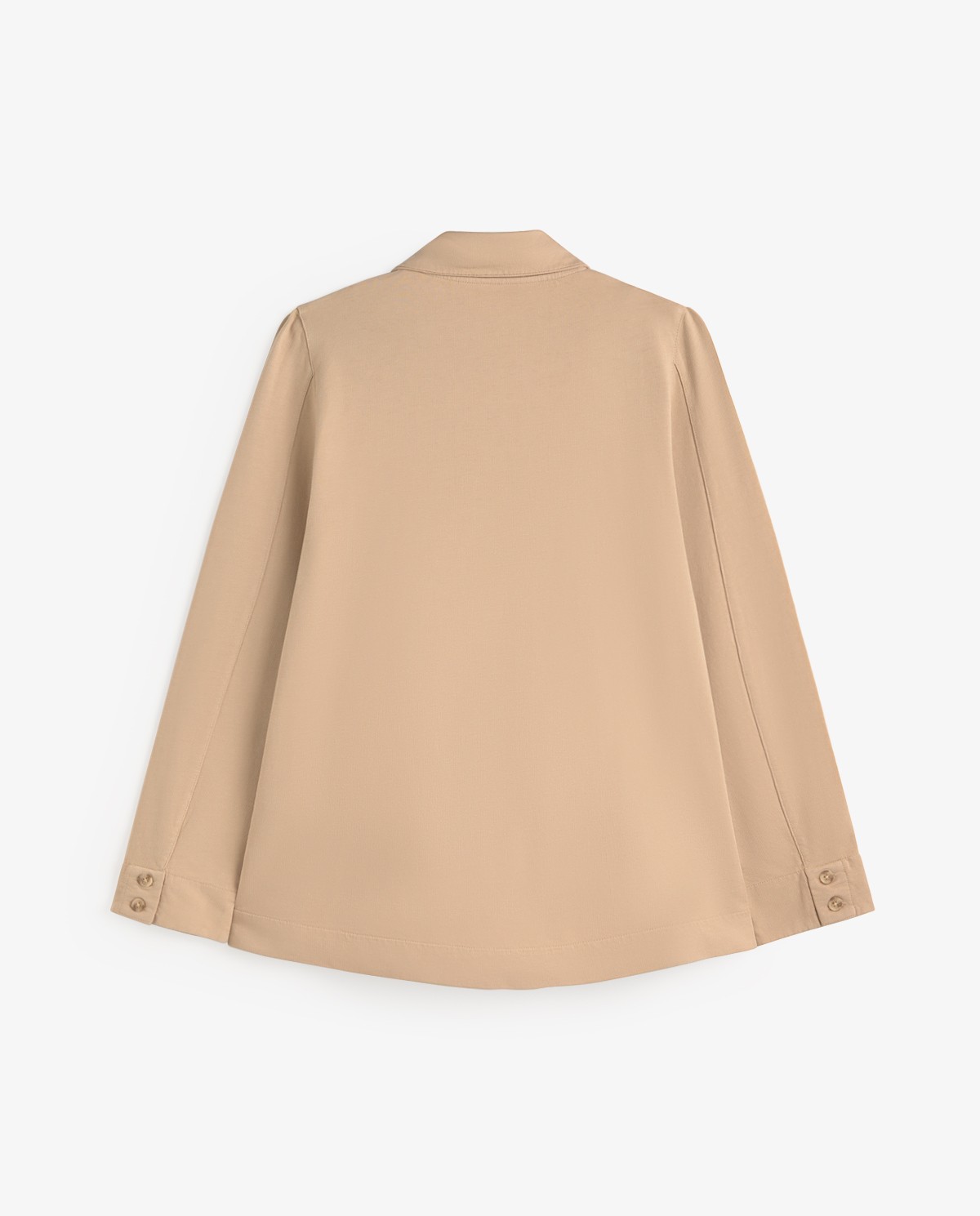 Blazer algodón orgánico con botones en color arena, vista frontal con detalle del tejido 7