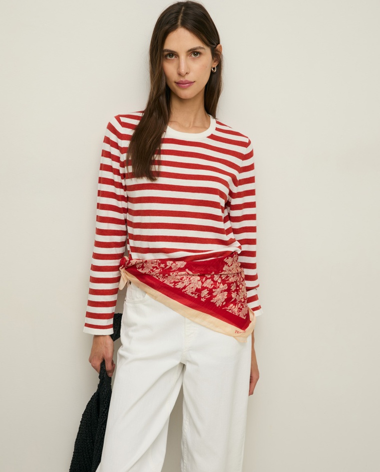 Cotton sweater with striped print|Yerse