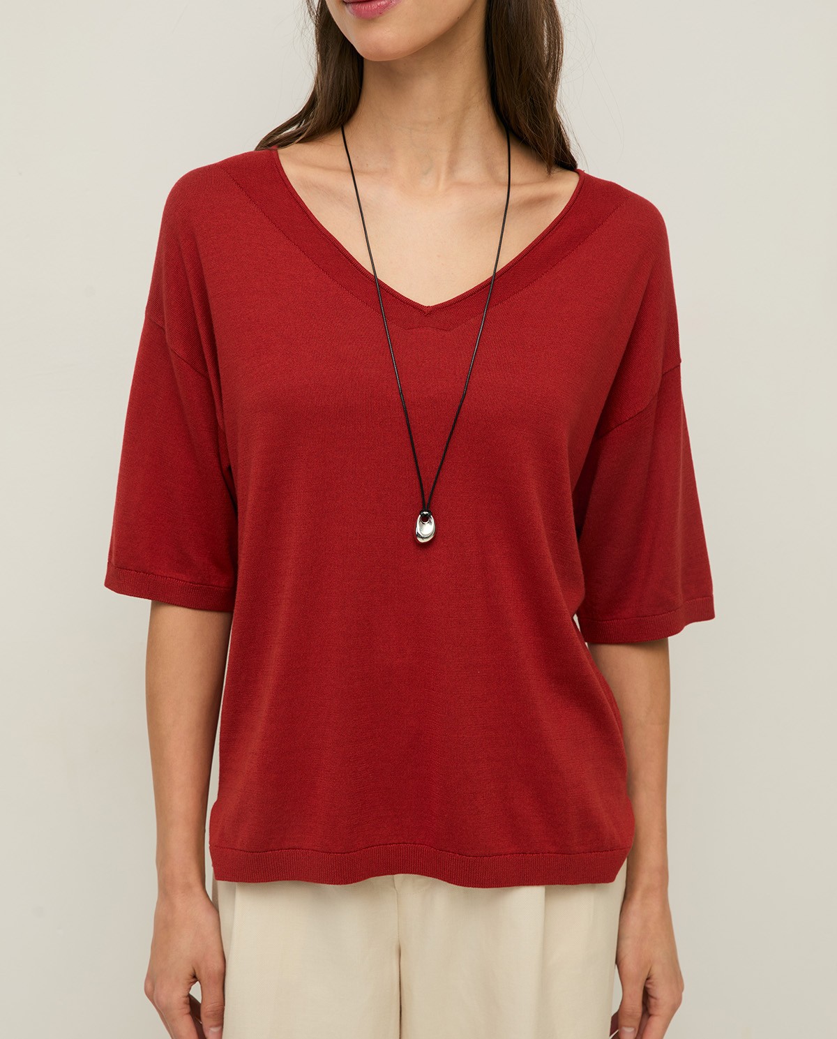 Short-sleeve V-neck sweater|Yerse 3