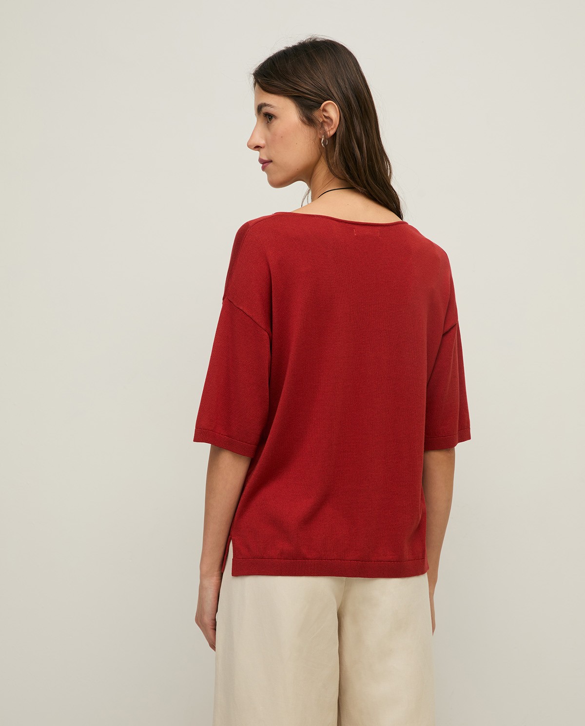 Short-sleeve V-neck sweater|Yerse 4