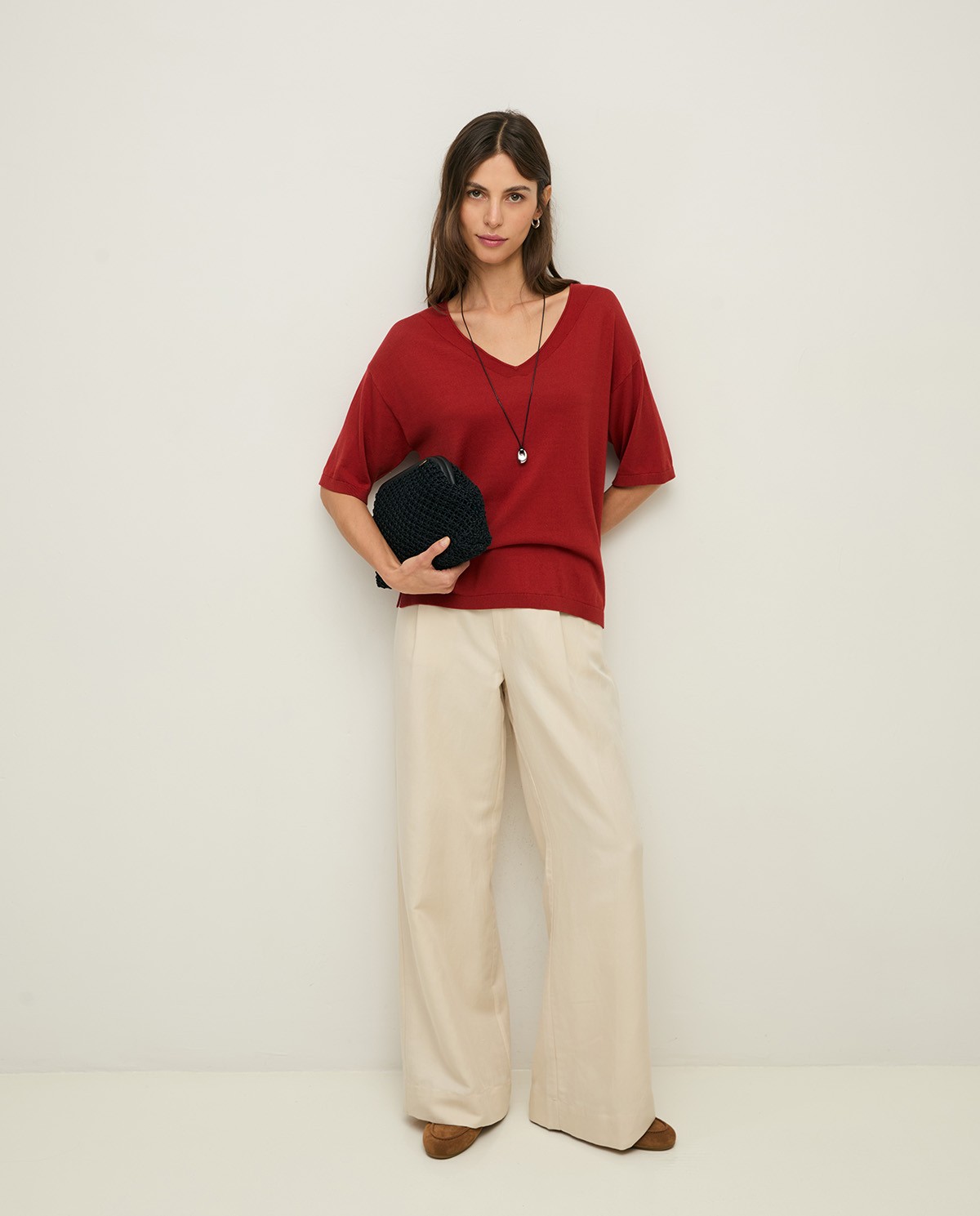 Short-sleeve V-neck sweater|Yerse 5