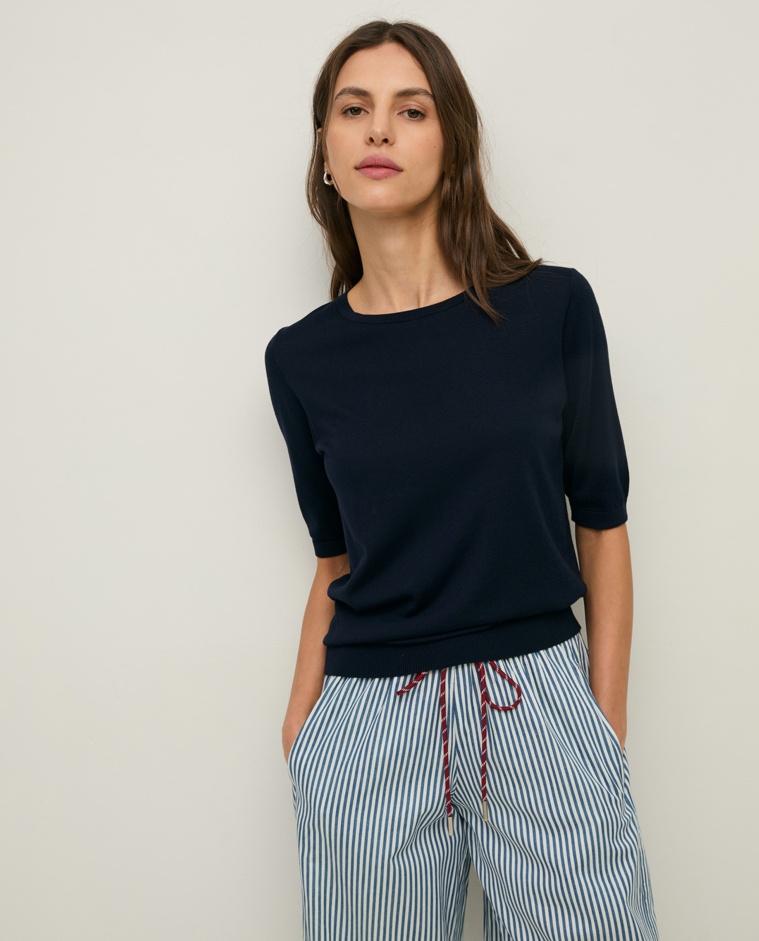 Short-sleeve sweater with round neckline|Yerse