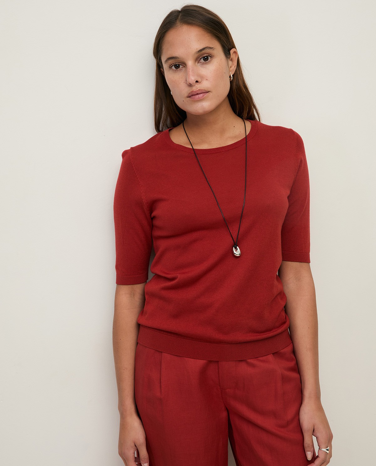 Short-sleeve sweater with round neckline|Yerse 1