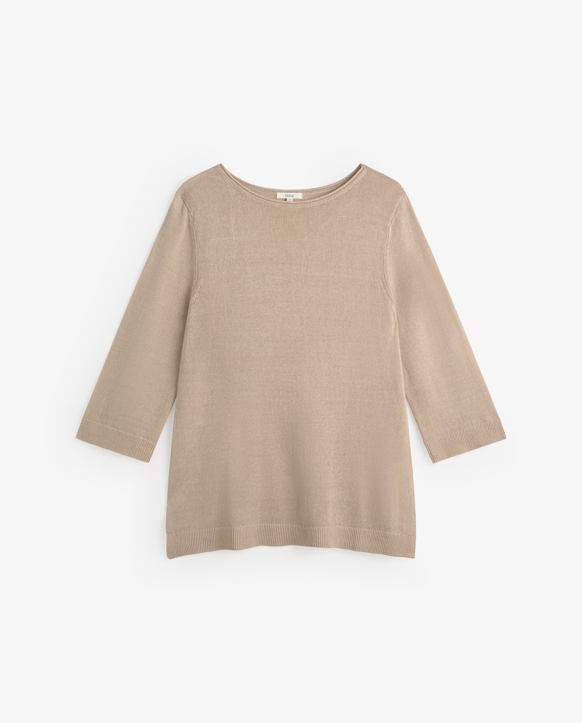 Jersey lino manga francesa en color natural, vista frontal con detalle del tejido 7