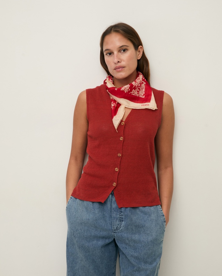 V-neck linen vest|Yerse