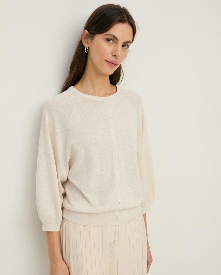 Knit cardigan with puffed sleeves |Yerse