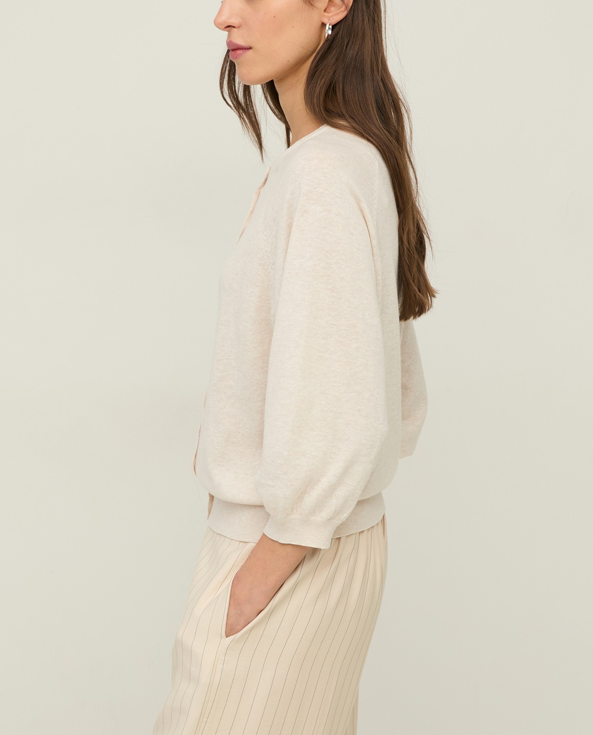 Knit cardigan with puffed sleeves |Yerse 3