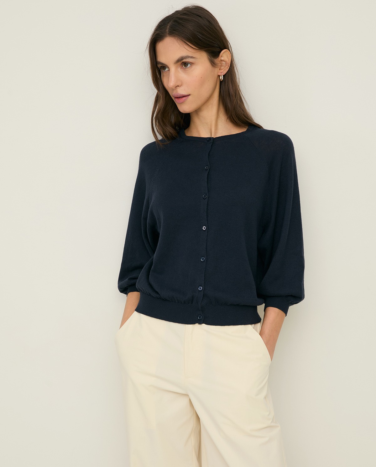 Knit cardigan with puffed sleeves |Yerse 1