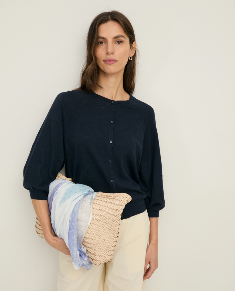 Knit cardigan with puffed sleeves |Yerse