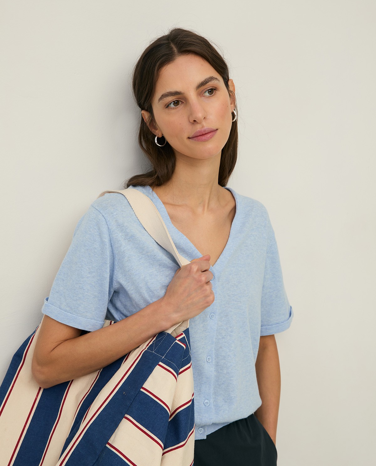 Short-sleeve V-neck cardigan|Yerse 2