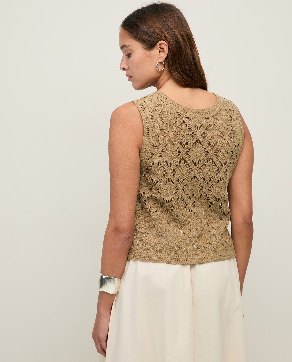 Crochet-effect knit vest|Yerse 3