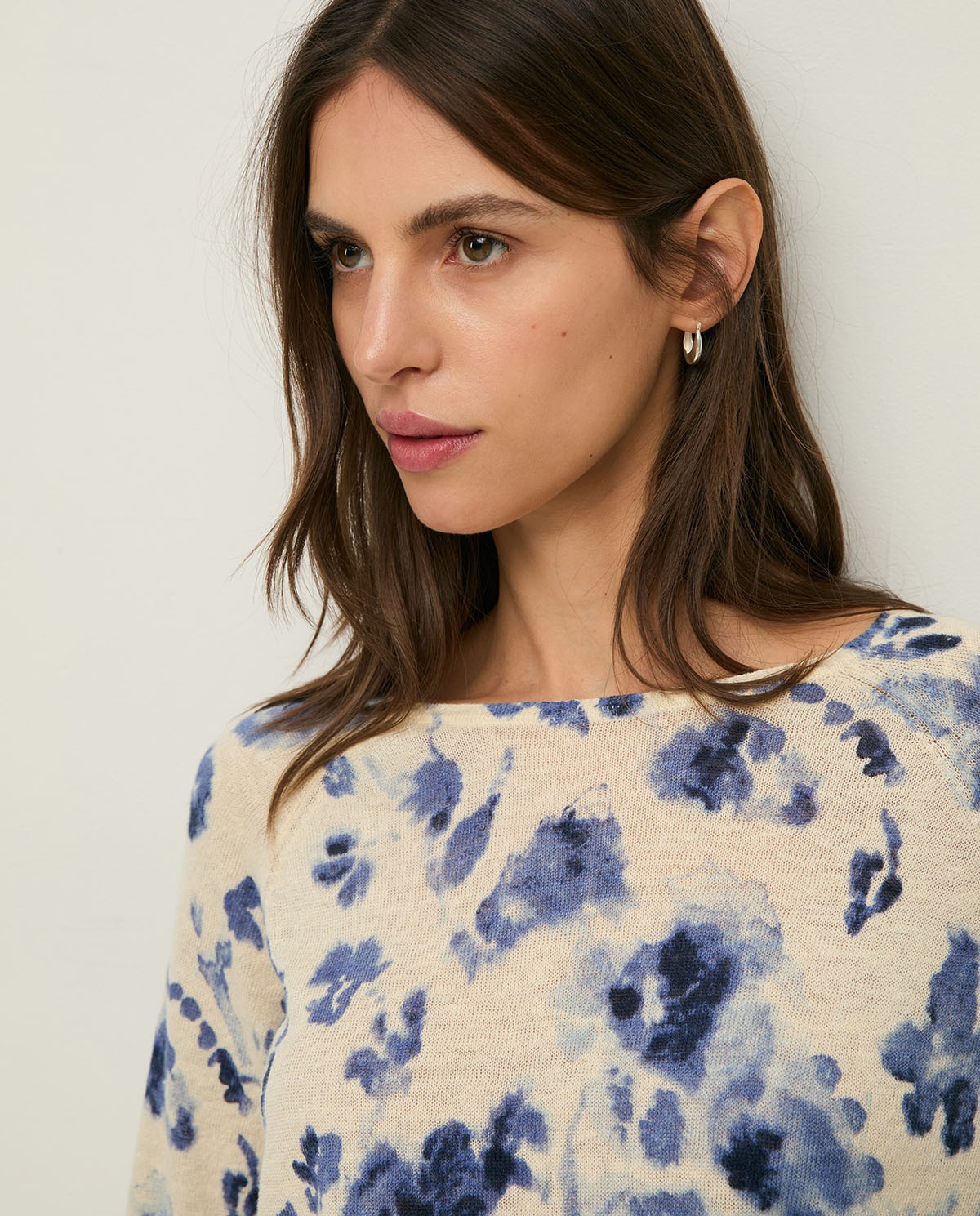 Jersey lino y algodón estampado flores