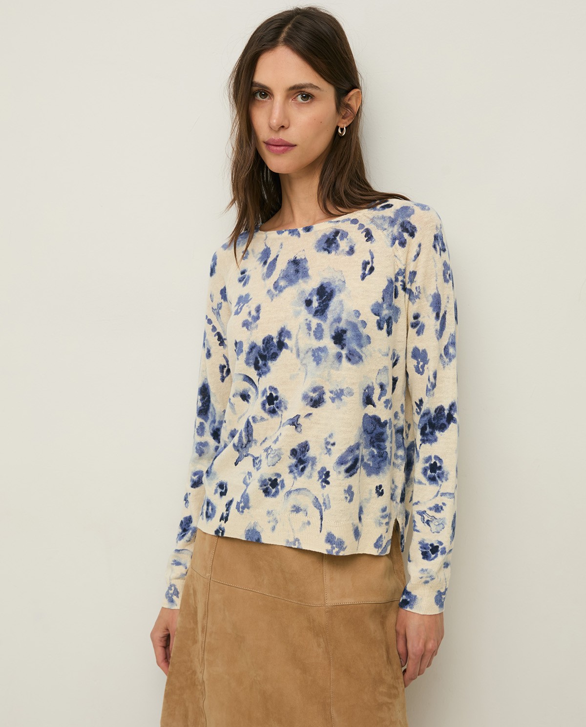 Jersey lino y algodón estampado flores