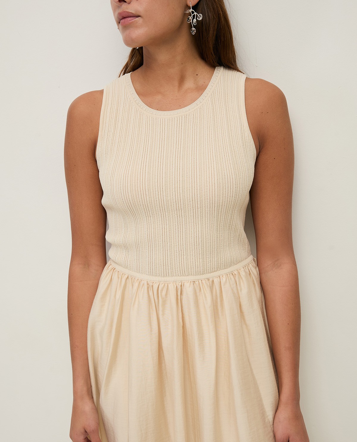 Vestido largo tejido combinado