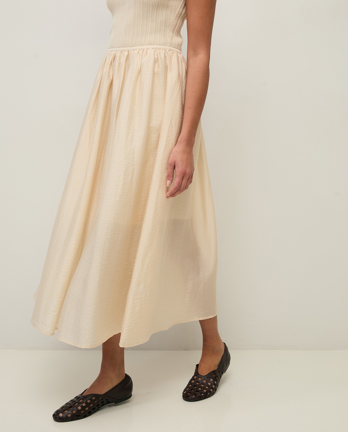 Vestido largo tejido combinado