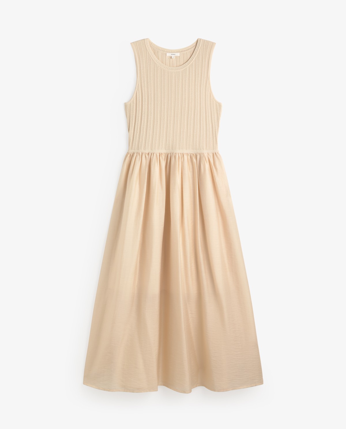 Vestido largo tejido combinado