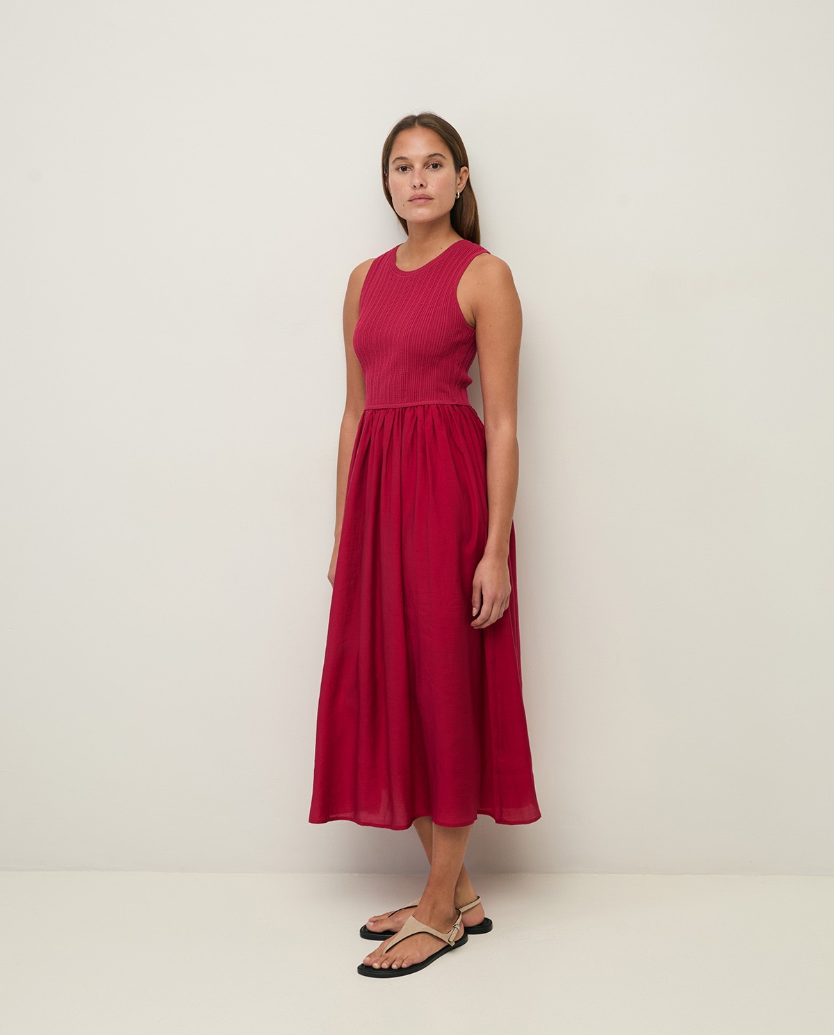 Vestido largo tejido combinado