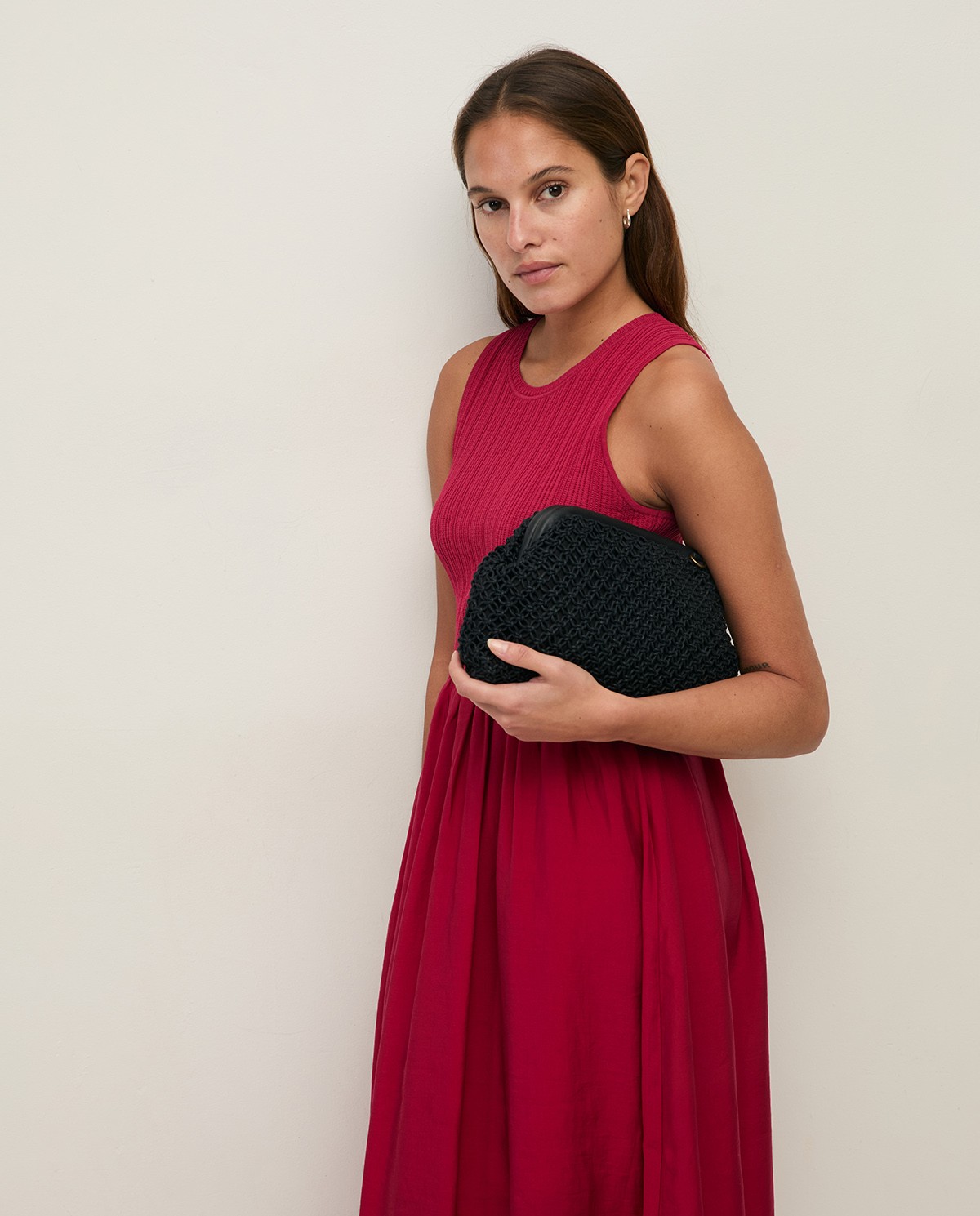 Vestido largo tejido combinado