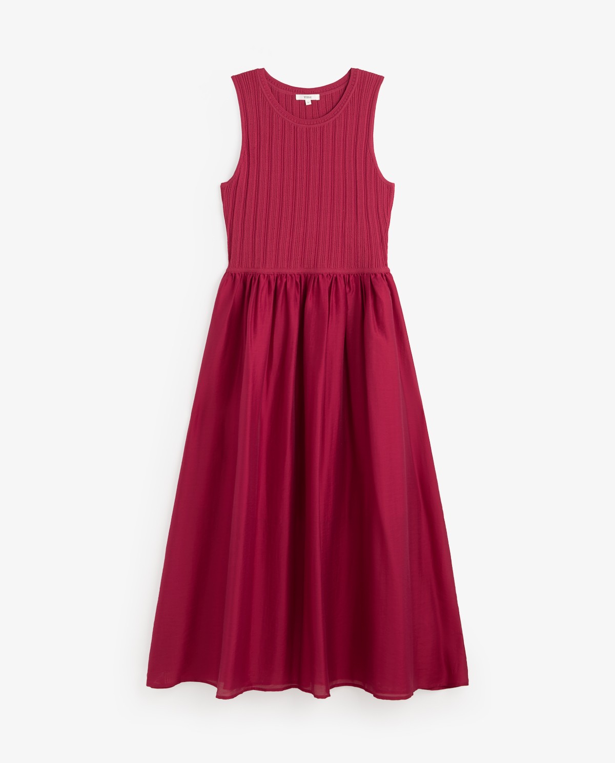 Vestido largo tejido combinado