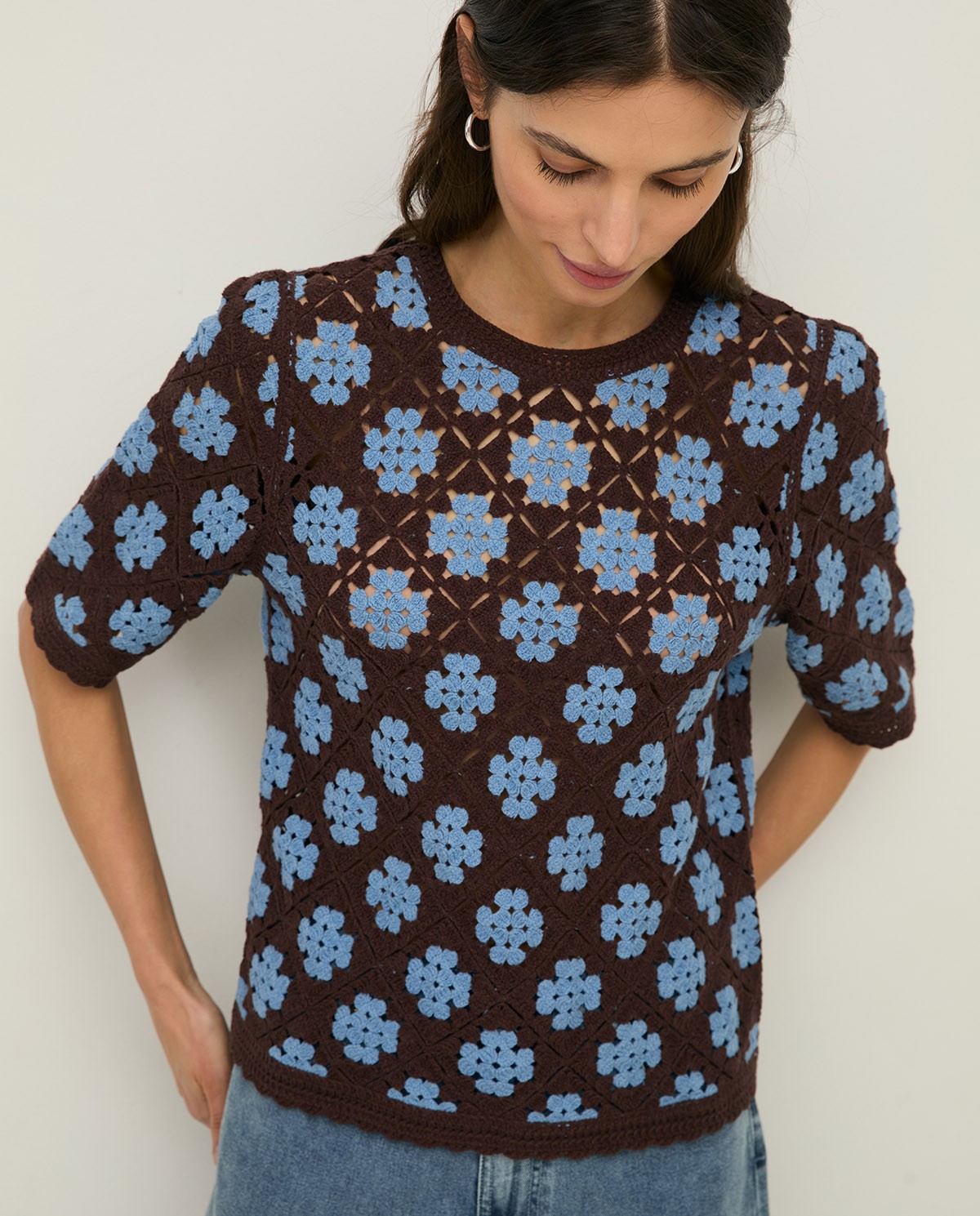 Jersei efecte ganxet motiu floral|Yerse