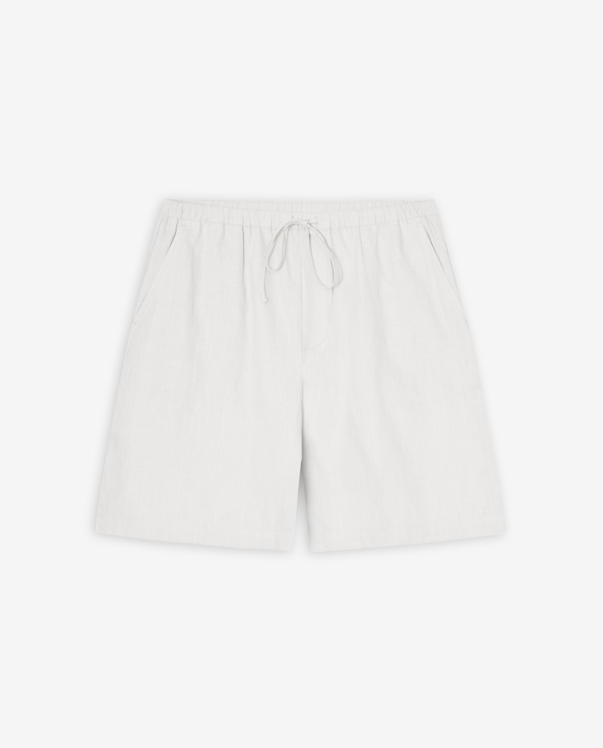 Short de lino blanco con cinturilla elástica y cordón ajustable 7